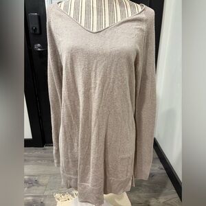 Loft beige, neutral, lightweight  slightly open knit v-neck, sweater Size L
